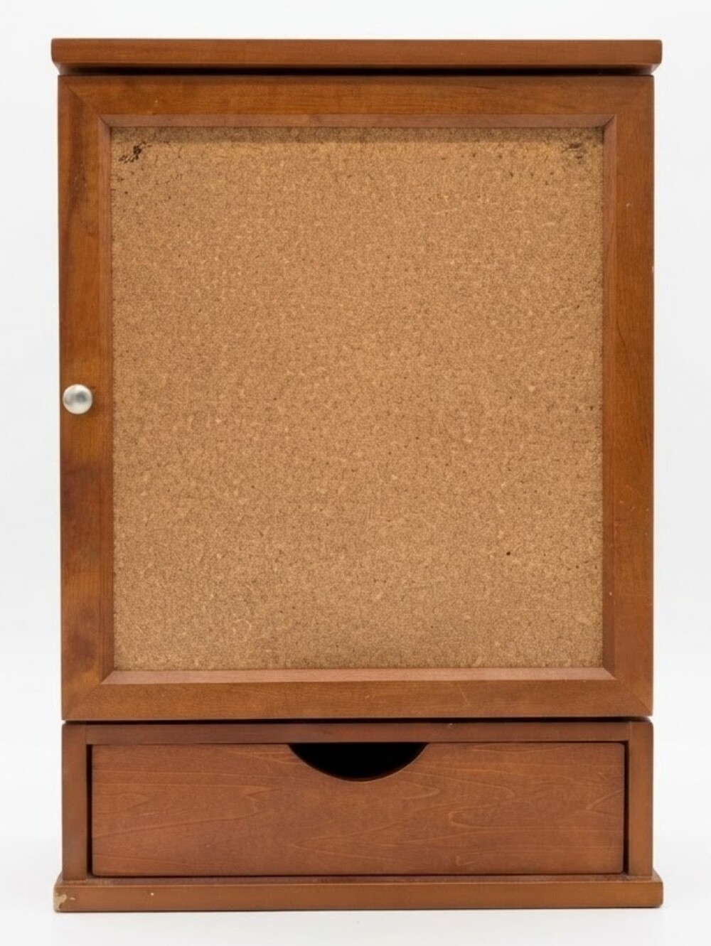 Wooden Wall Organizer Cabinet with Corkboard Front, Whiteboard Interior, Drawers